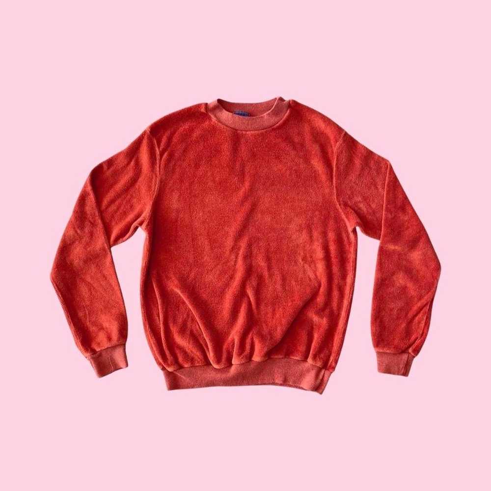 Vintage 1970s burnt orange velvet sweatshirt - image 1