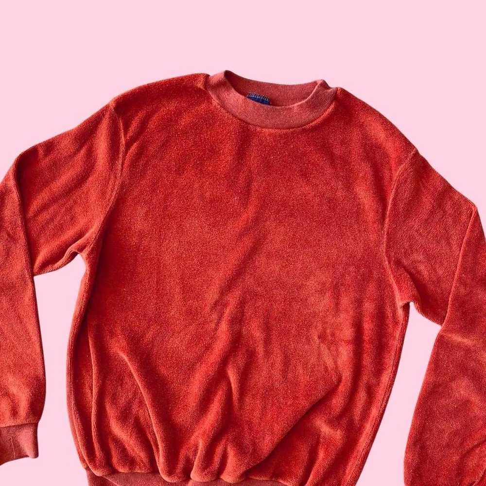 Vintage 1970s burnt orange velvet sweatshirt - image 3