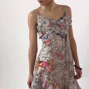 Vintage GALLIANO Angel Print Floral Dress - image 1