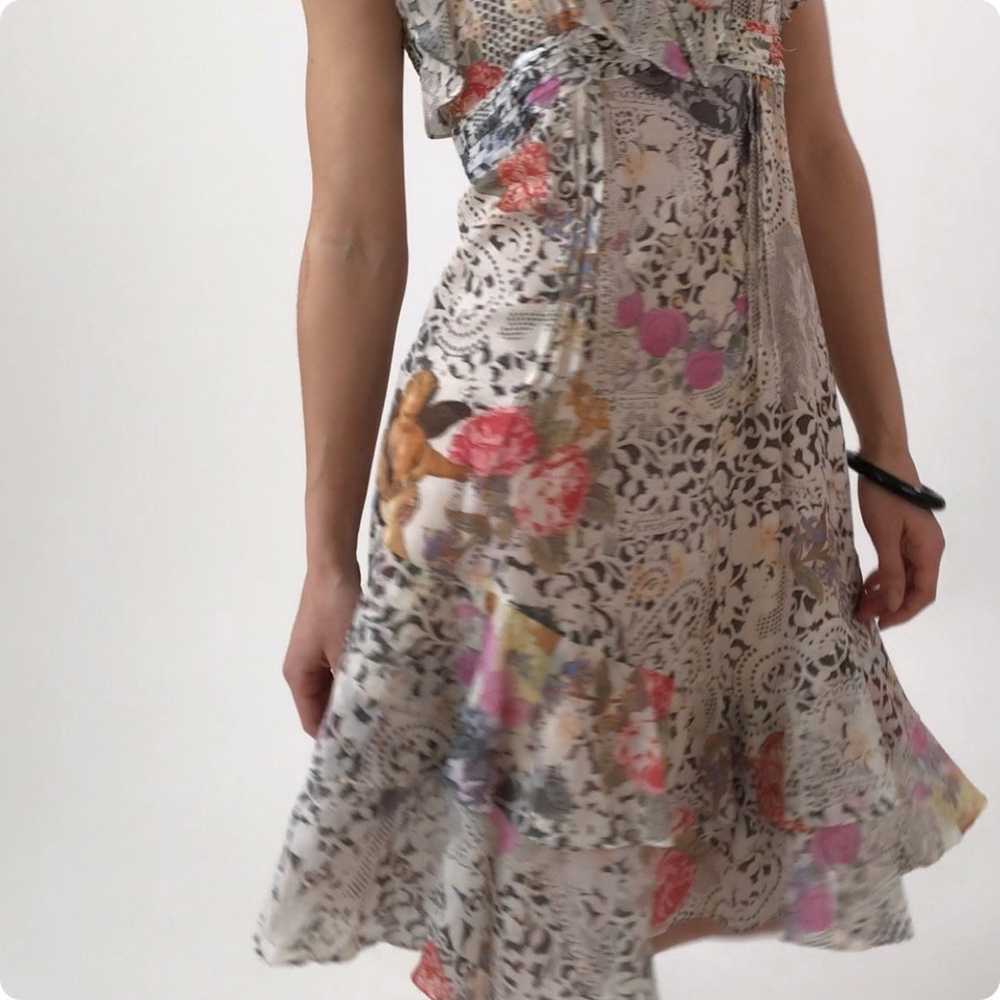 Vintage GALLIANO Angel Print Floral Dress - image 2