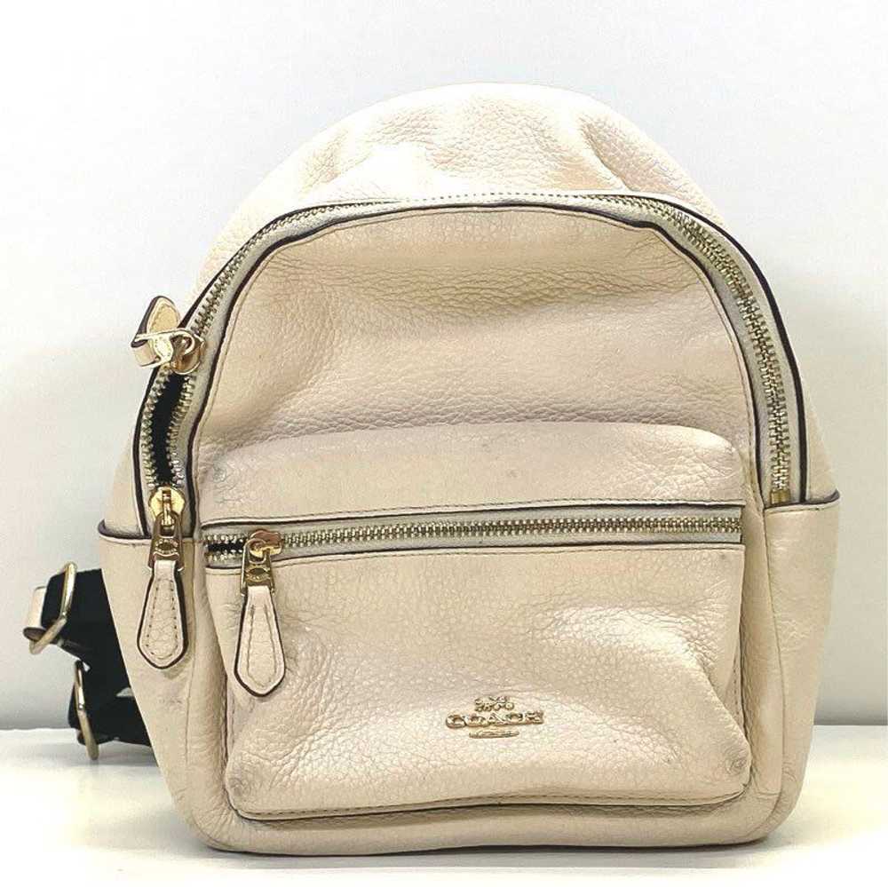 Coach Pebble Leather Mini Charlie Backpack Ivory - image 1