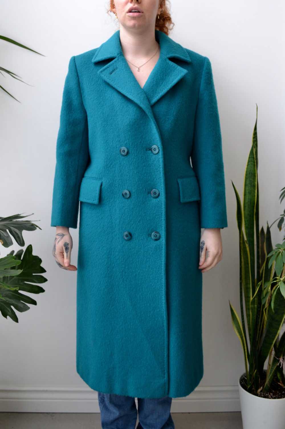 Teal Wool & Mohair Blend Trench - image 1