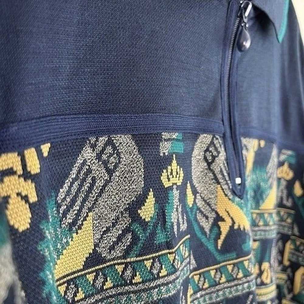 Rafael Men Vintage 90s Aztec Blue Pullover Henley… - image 5