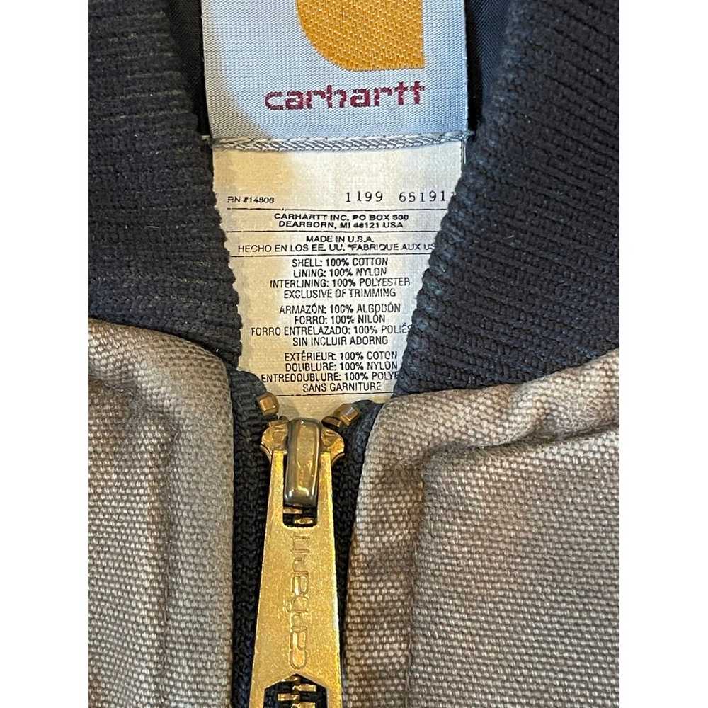 Vintage 90s Carhartt Duck Canvas Brown Quilted Li… - image 6
