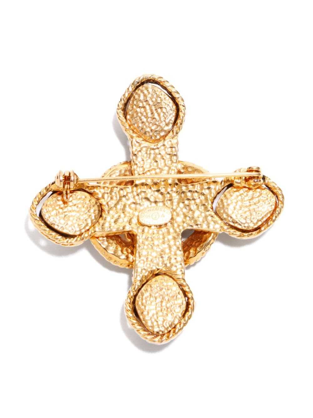 CHANEL Pre-Owned 1995 CC cross brooch - Gold - image 2