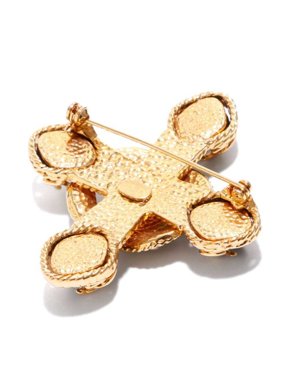 CHANEL Pre-Owned 1995 CC cross brooch - Gold - image 4