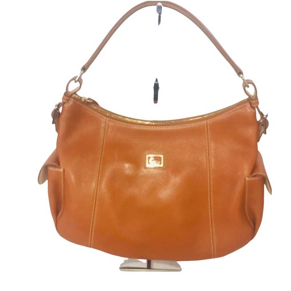 Vintage Dooney & Bourke Cognac Thick Leather Larg… - image 1