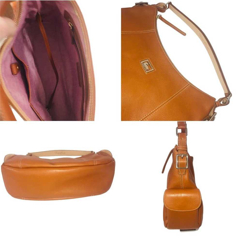 Vintage Dooney & Bourke Cognac Thick Leather Larg… - image 2