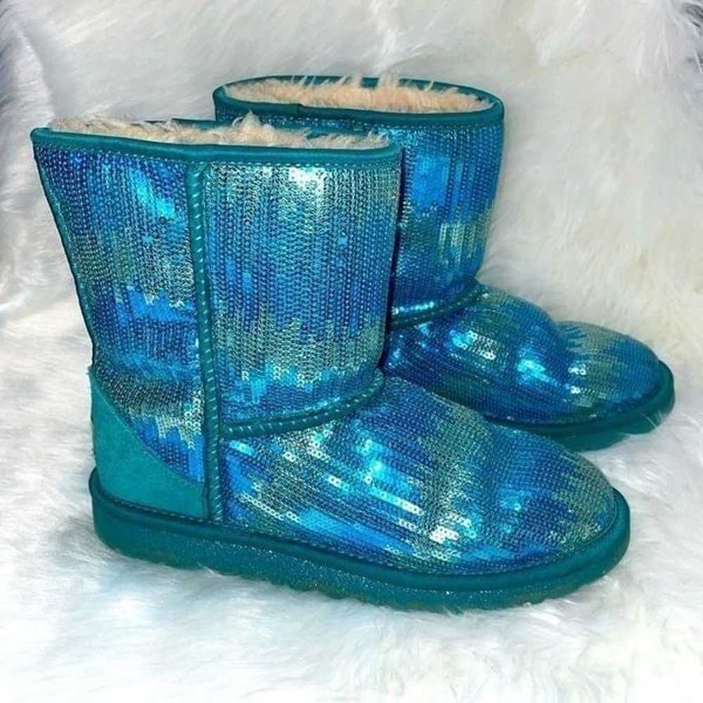 UGG silver and blue sequin winter boots size 5 - image 2