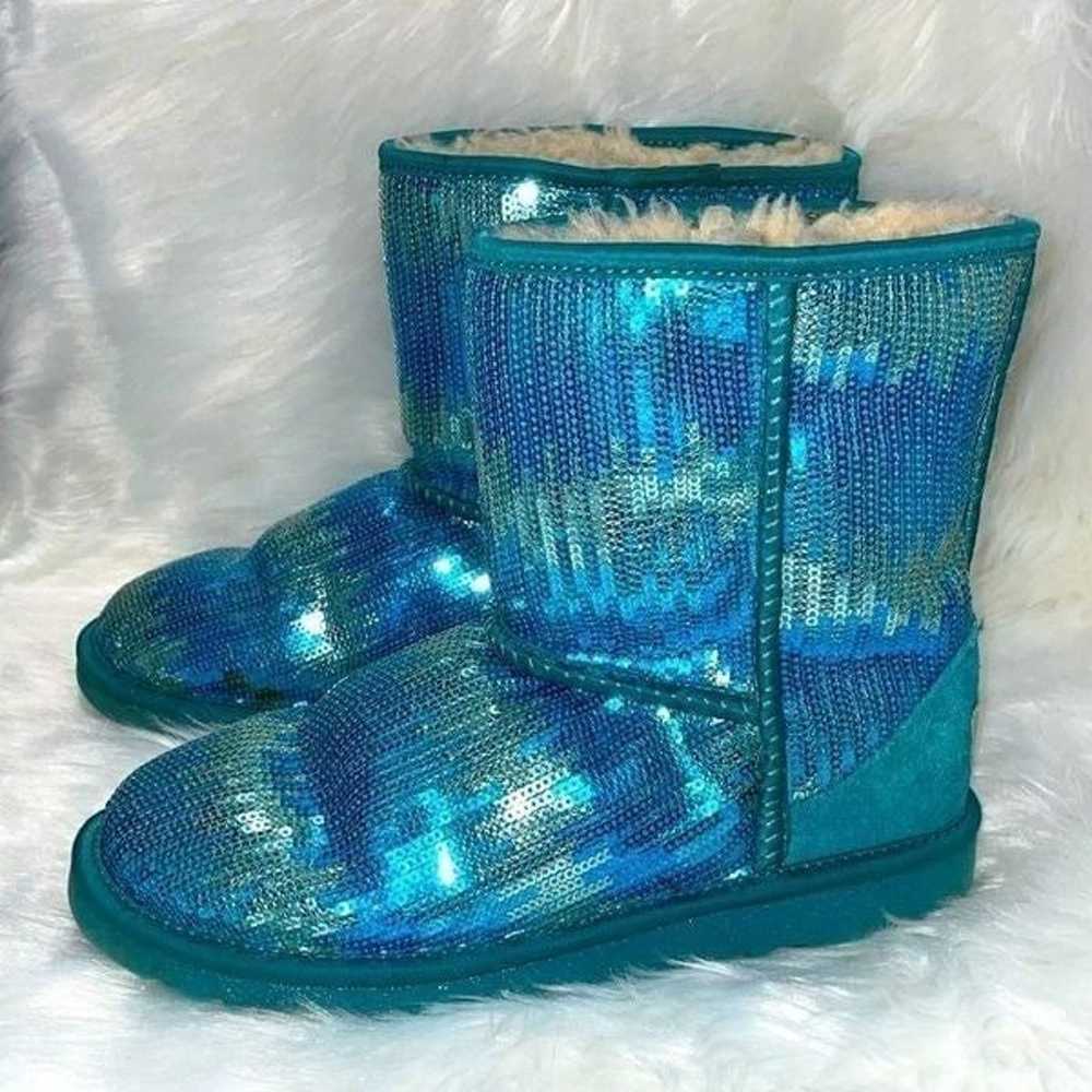 UGG silver and blue sequin winter boots size 5 - image 3