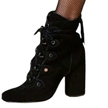 Like NEW! SPLENDID Rosa Black Leather Suede Lace … - image 1