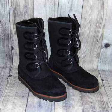 UGG Rommy Lace Black Suede/Sheepskin Boots Womens… - image 1