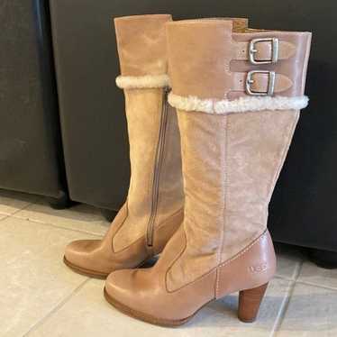 Ugg Heel Boots Leather Suede & Sheepskin