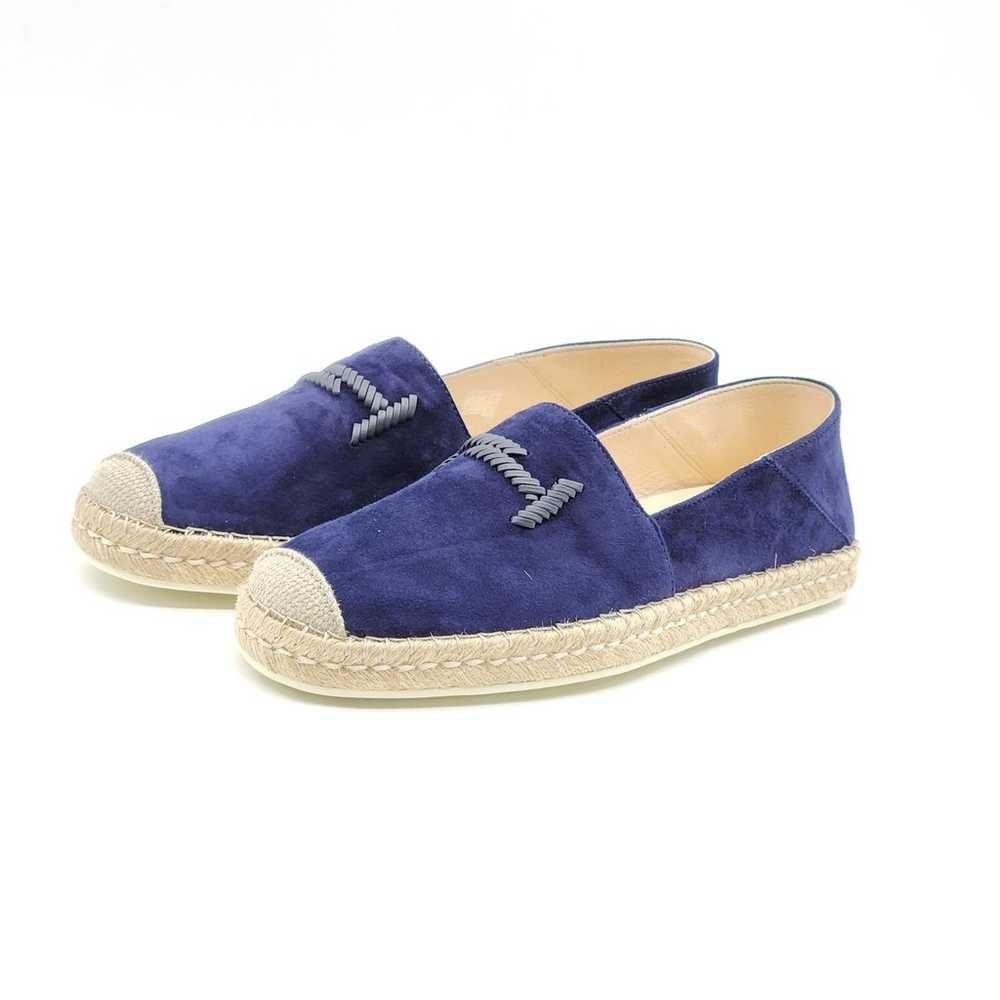 Tod's Suede Whipstitched Espadrilles Navy 40 - image 1