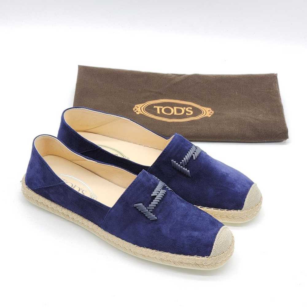 Tod's Suede Whipstitched Espadrilles Navy 40 - image 2