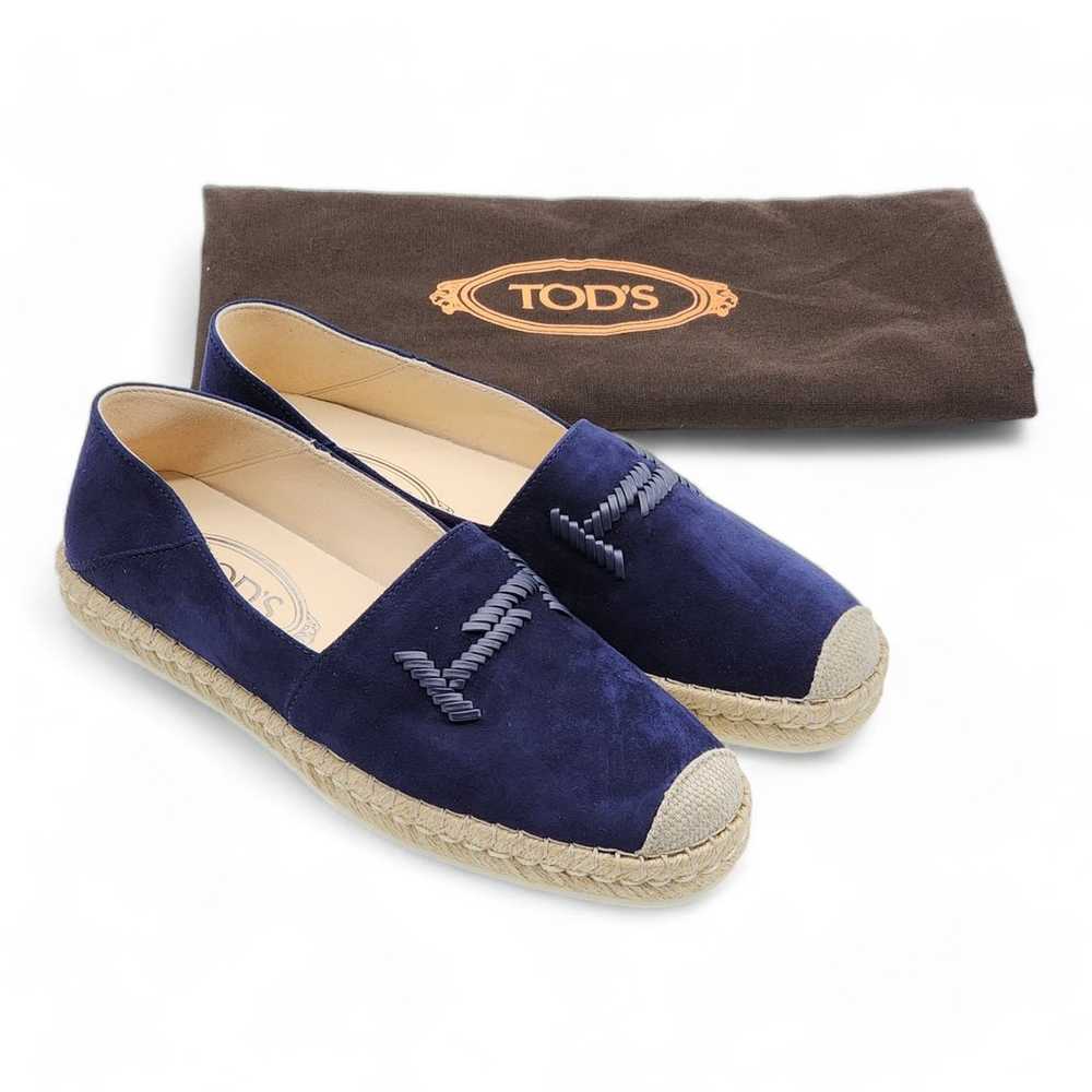 Tod's Suede Whipstitched Espadrilles Navy 36.5 - image 8