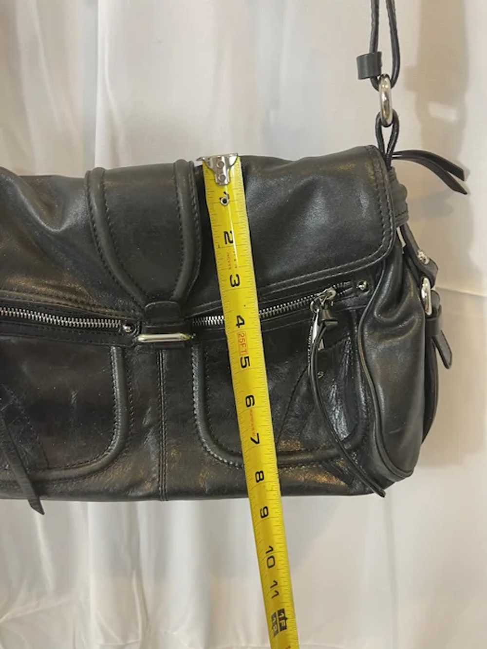 Vintage Francesco Biasia Black Leather Chunky Zip… - image 8