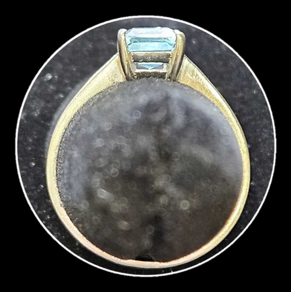 Platinum Emerald Cut Aquamarine Ring - image 2