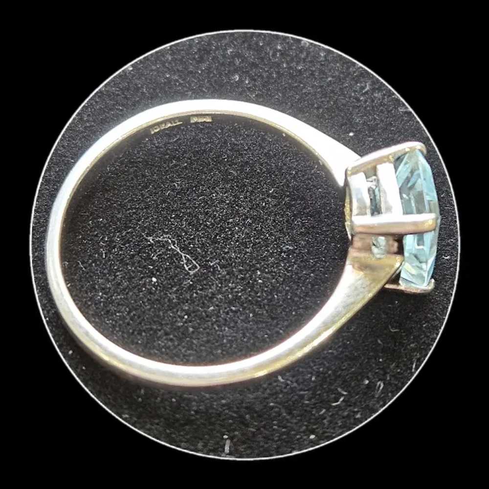 Platinum Emerald Cut Aquamarine Ring - image 3