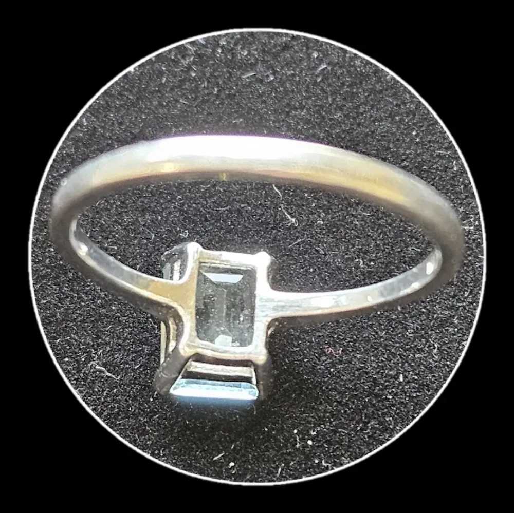 Platinum Emerald Cut Aquamarine Ring - image 4