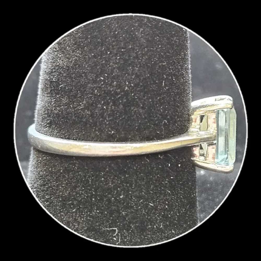 Platinum Emerald Cut Aquamarine Ring - image 6