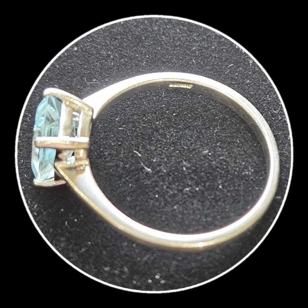 Platinum Emerald Cut Aquamarine Ring - image 8