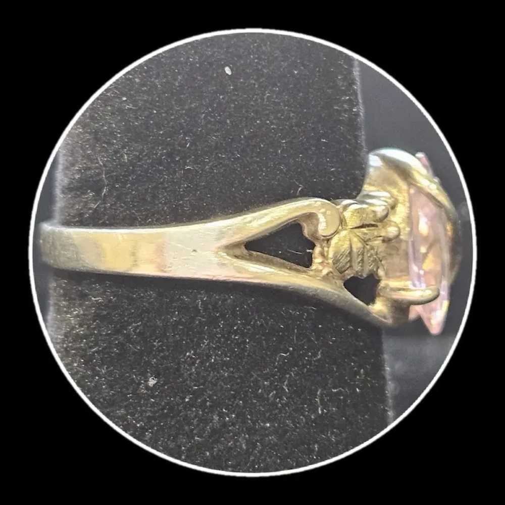 Sterling 12k Blackhills Gold Pink Tourmaline Ring - image 3