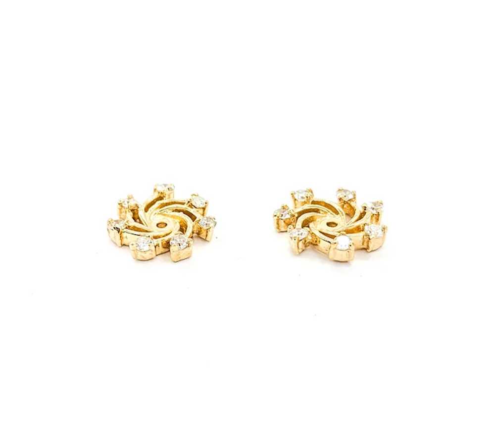 .28ctw Diamond Jackets Stud Earrings In Yellow Go… - image 3