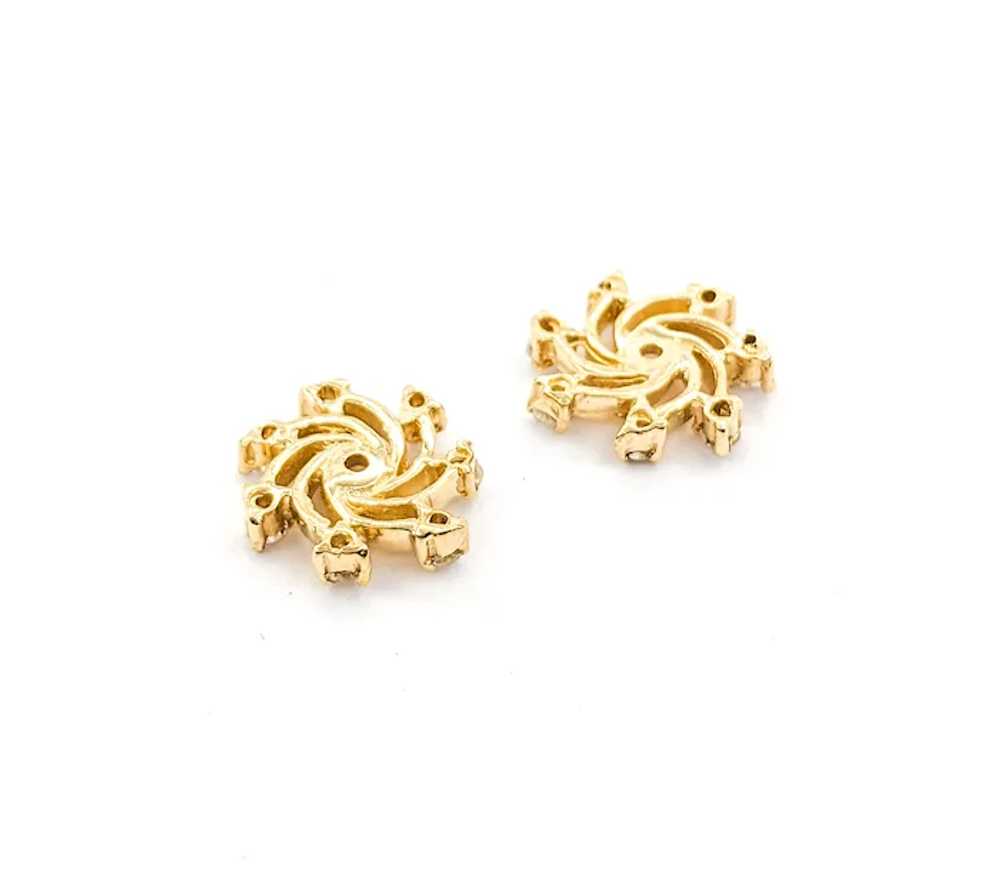 .28ctw Diamond Jackets Stud Earrings In Yellow Go… - image 5