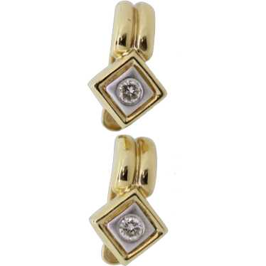 14k Yellow Gold Round Diamond Leverback Earrings - image 1