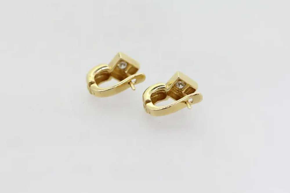 14k Yellow Gold Round Diamond Leverback Earrings - image 2