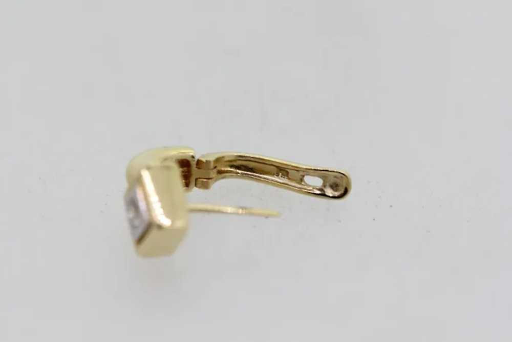 14k Yellow Gold Round Diamond Leverback Earrings - image 3