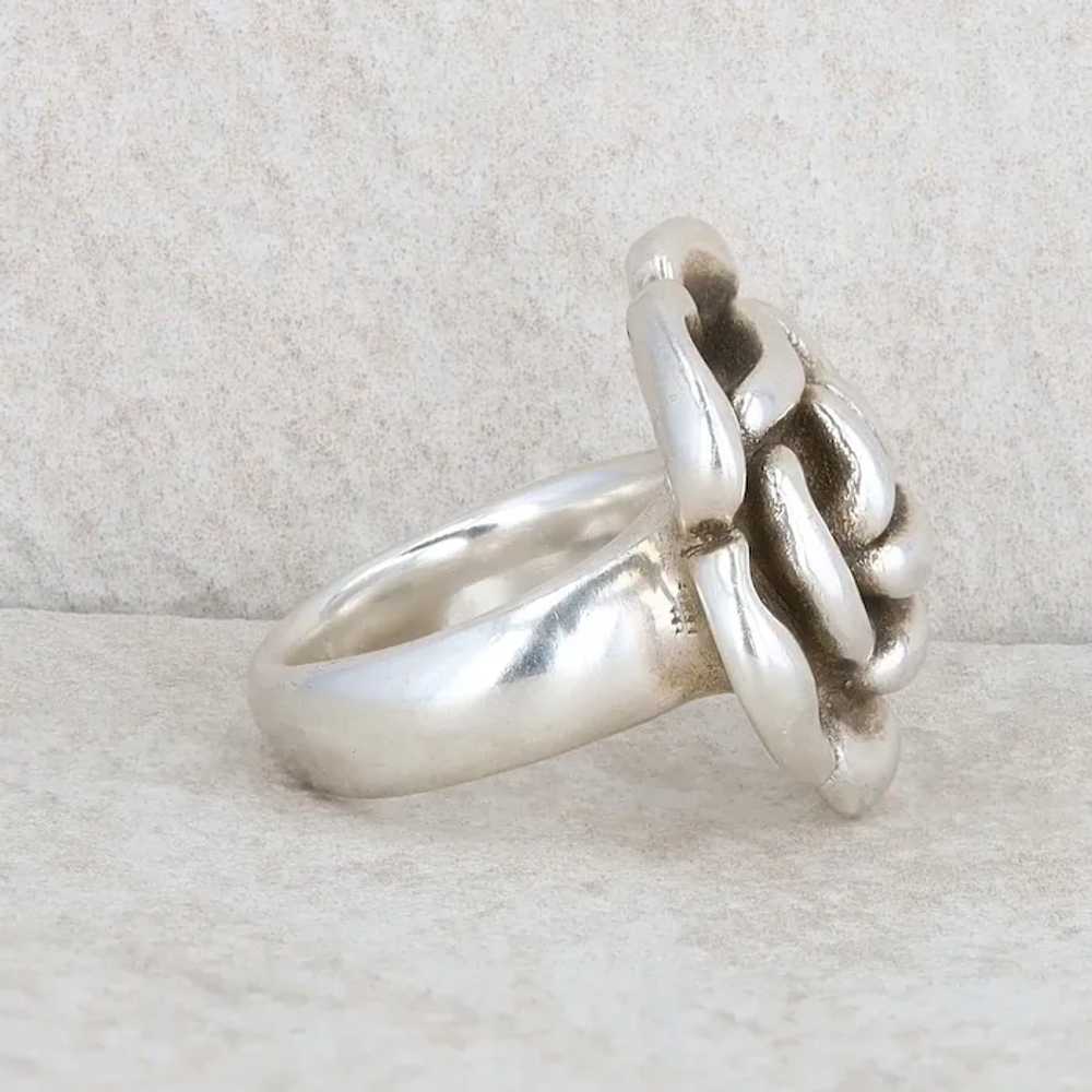 Sterling Silver Rose Flower Fashion Ring - image 3