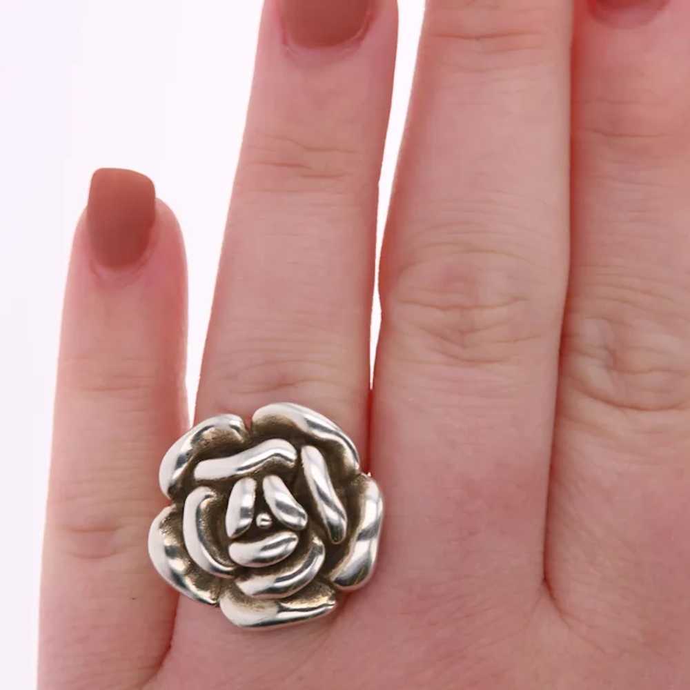 Sterling Silver Rose Flower Fashion Ring - image 6