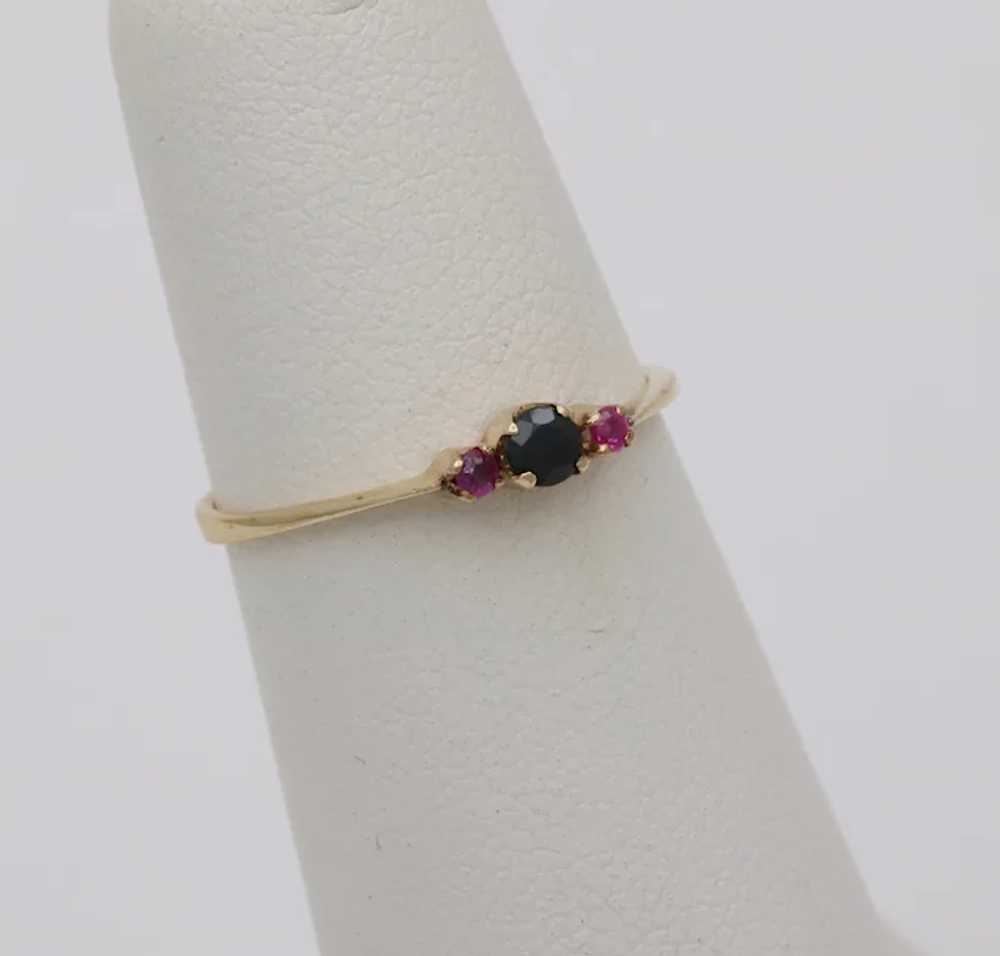 Vintage Blue Sapphire Ruby 14K Yellow Gold Ring - image 6