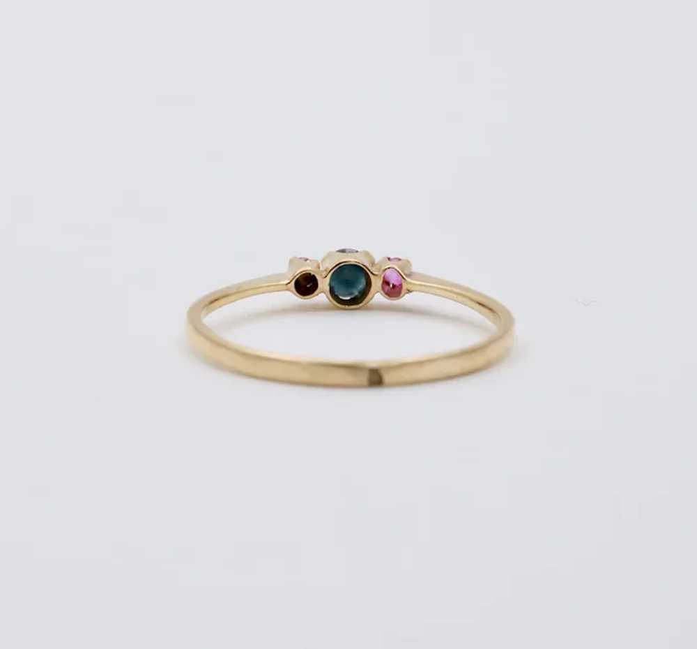 Vintage Blue Sapphire Ruby 14K Yellow Gold Ring - image 7