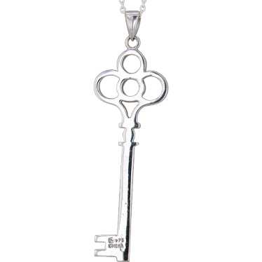 Sterling Silver Key Pendant with Sterling Silver … - image 1