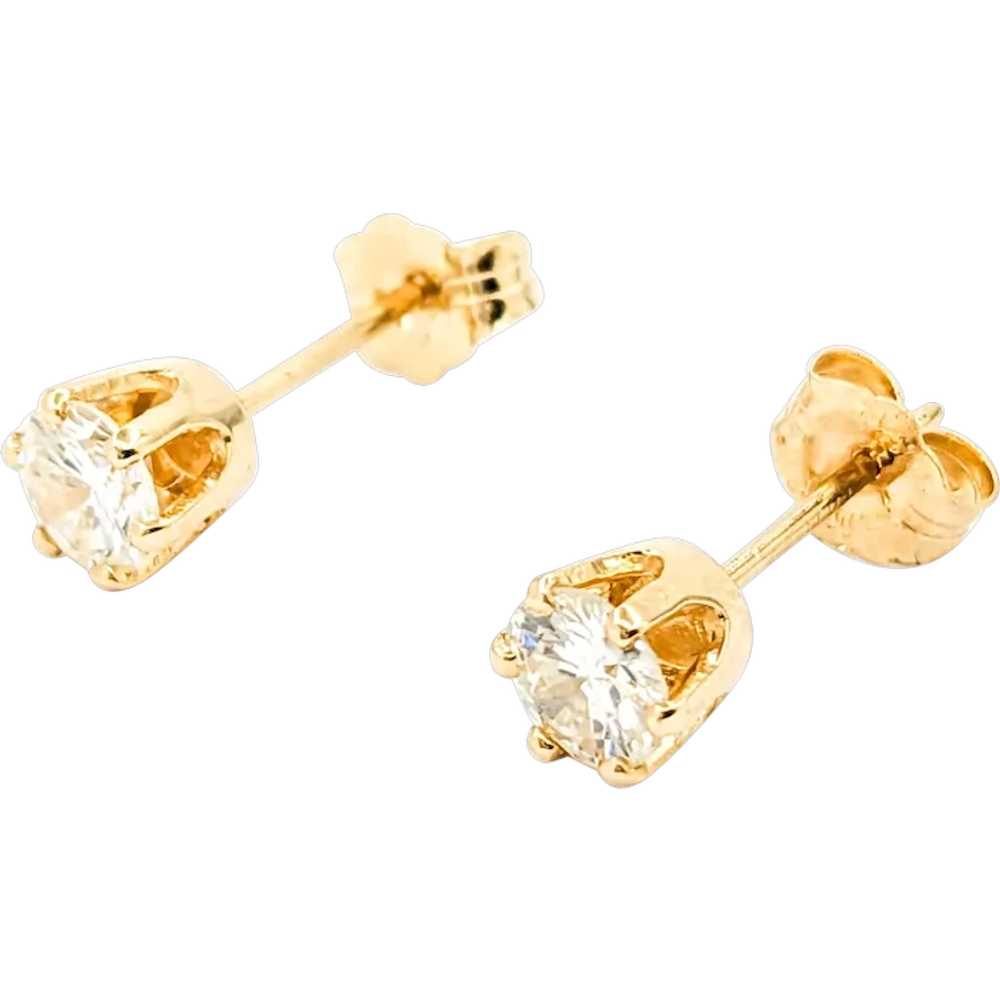 .66ctw Diamond 6 Prong Stud Earrings In Yellow Go… - image 1