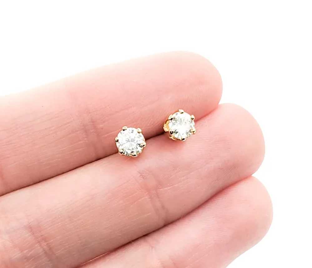.66ctw Diamond 6 Prong Stud Earrings In Yellow Go… - image 2