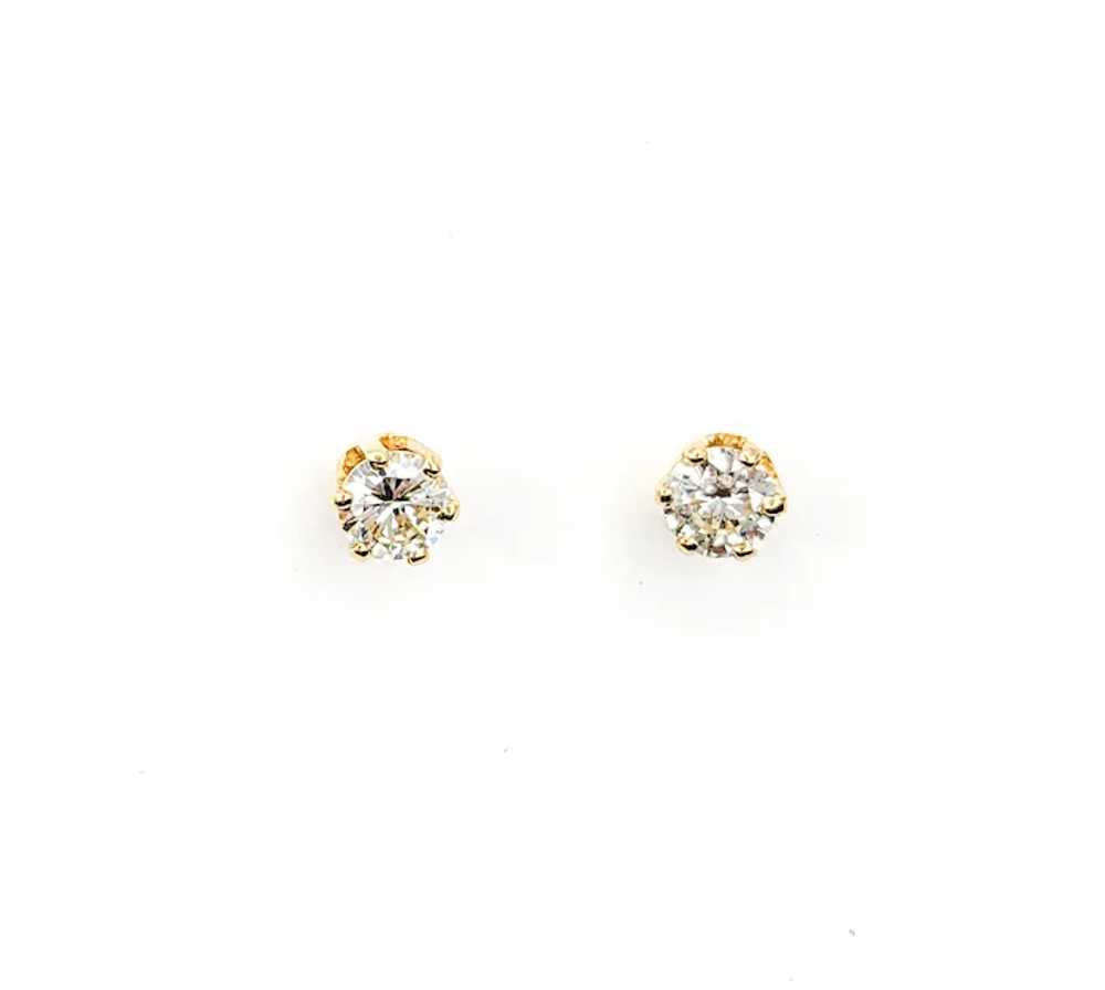 .66ctw Diamond 6 Prong Stud Earrings In Yellow Go… - image 3