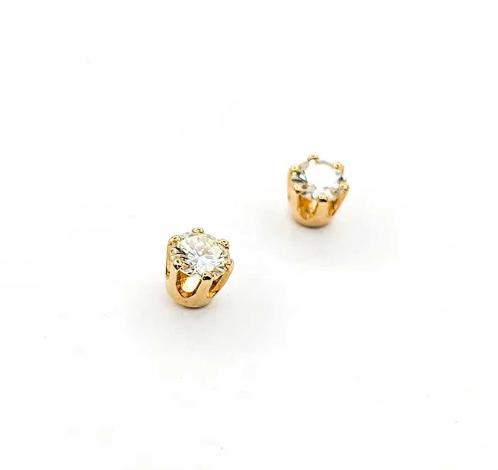 .66ctw Diamond 6 Prong Stud Earrings In Yellow Go… - image 4