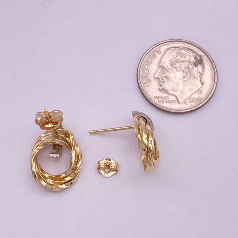 Petite Door-Knocker Earrings 14K Two Tone Gold Di… - image 3