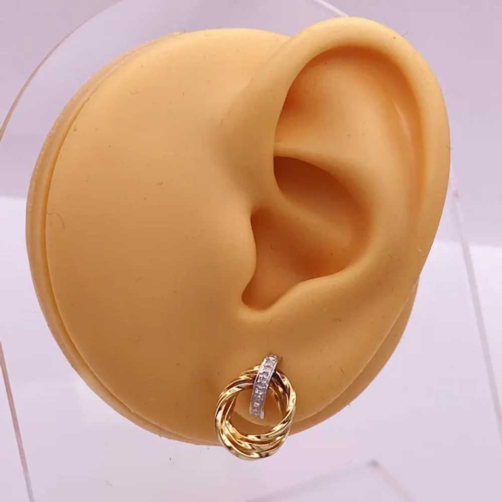 Petite Door-Knocker Earrings 14K Two Tone Gold Di… - image 4