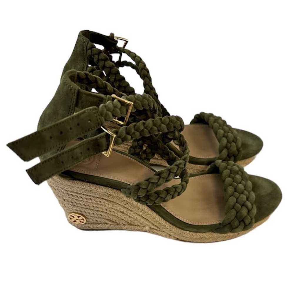 Tory Burch Bailey Ankle Strap Wedge Leather Olive… - image 2