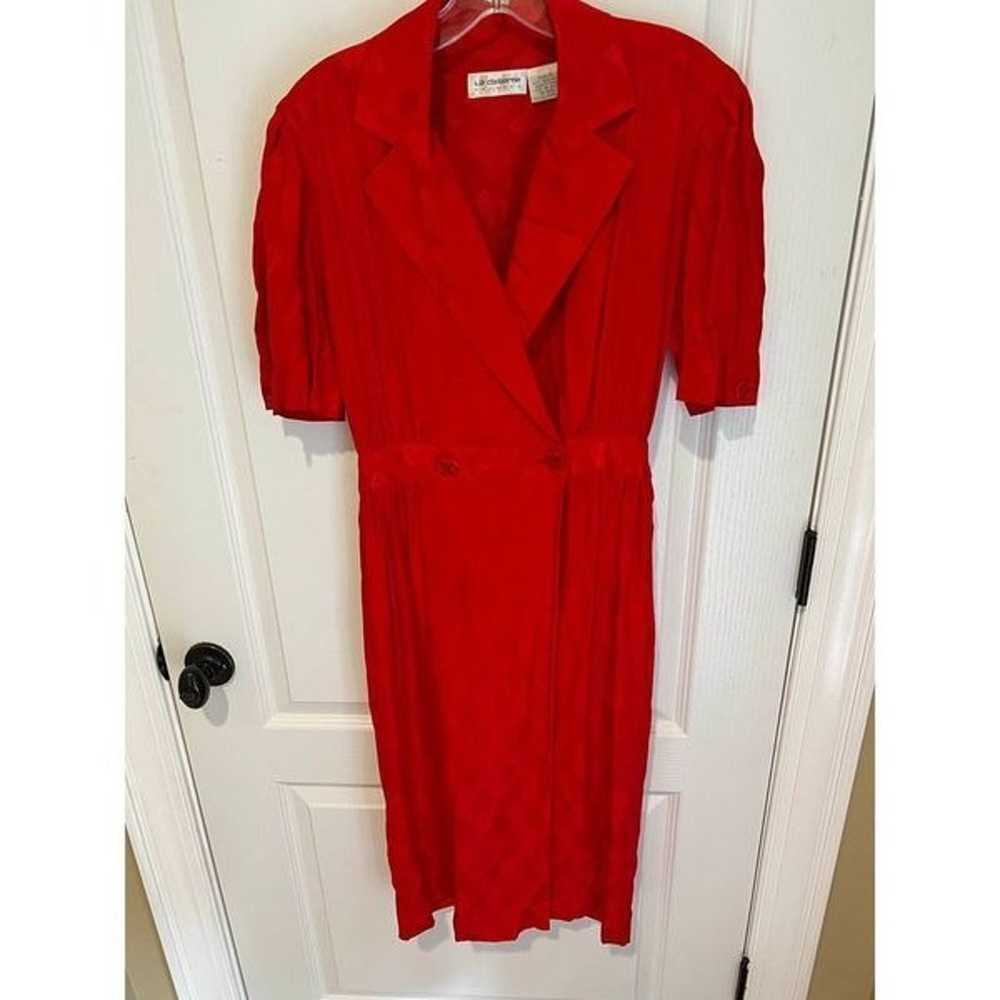 Vintage Liz Claiborne 100% silk red dress size 4 - image 2