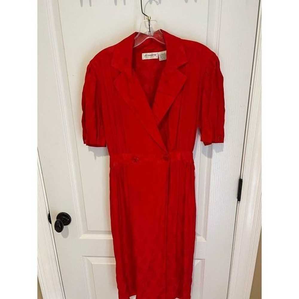 Vintage Liz Claiborne 100% silk red dress size 4 - image 3