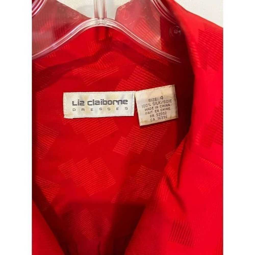 Vintage Liz Claiborne 100% silk red dress size 4 - image 4