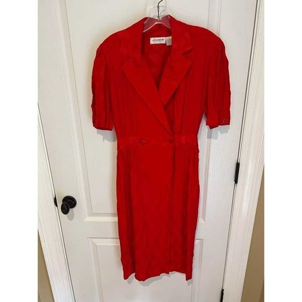 Vintage Liz Claiborne 100% silk red dress size 4 - image 6
