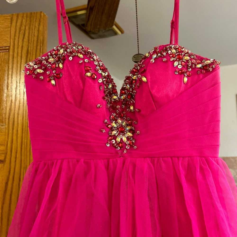 Hot pink formal dress with pink gems and rhinesto… - image 2