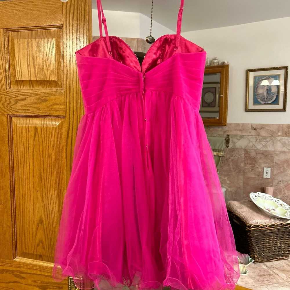 Hot pink formal dress with pink gems and rhinesto… - image 4